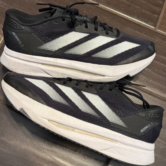 Adidas Adizero SL2 Shoes Mens 9.5 Womens 11 Black Athletic Running Sneakers - Picture 2 of 8